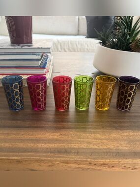 6 Colorful Moroccan Tea Glasses